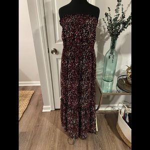 Black white and pink multi color dotted maxi summer dress size XL